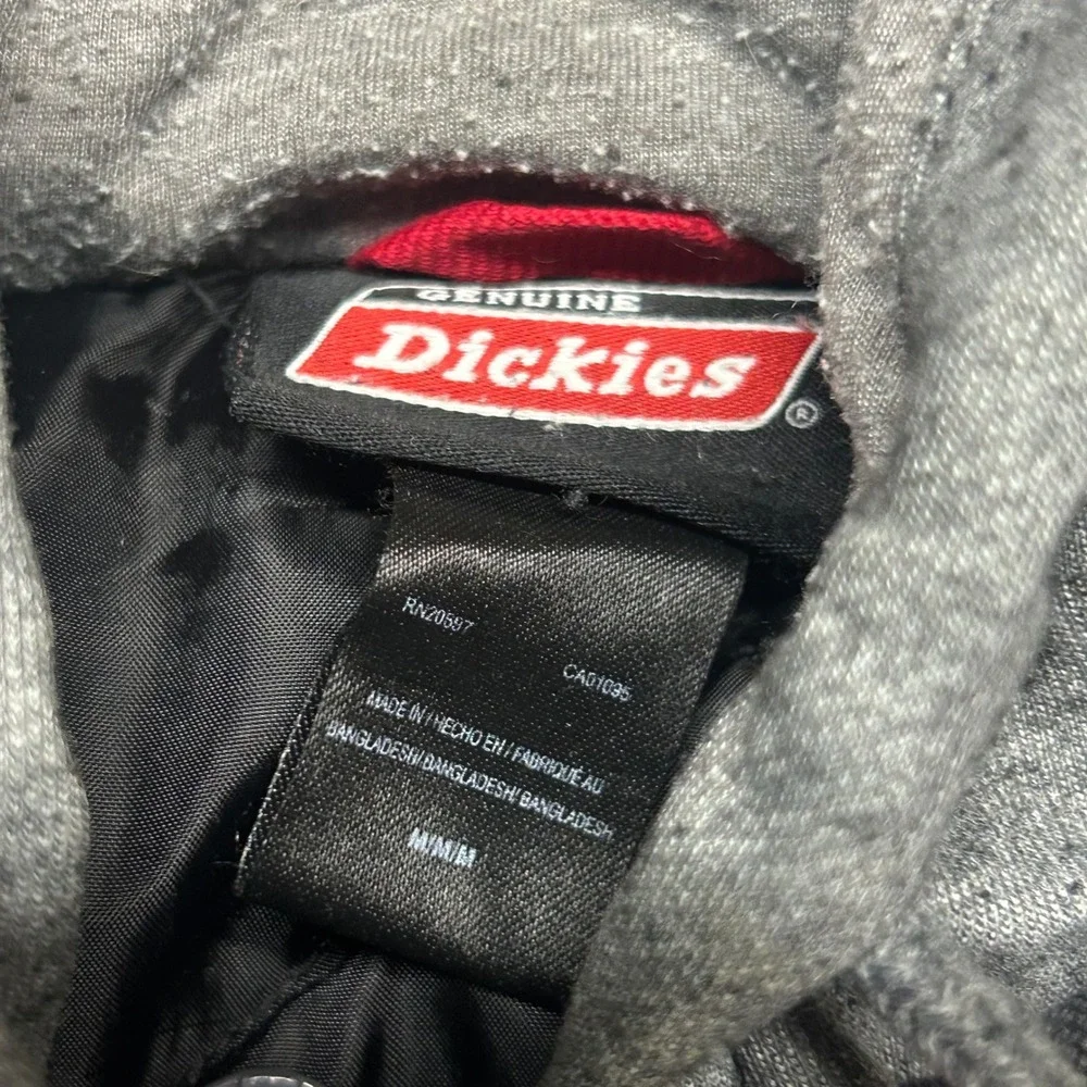 Genuine Dickies Hooded Work Jacket Black Canvas Men Medium Quilted Lined Coat
